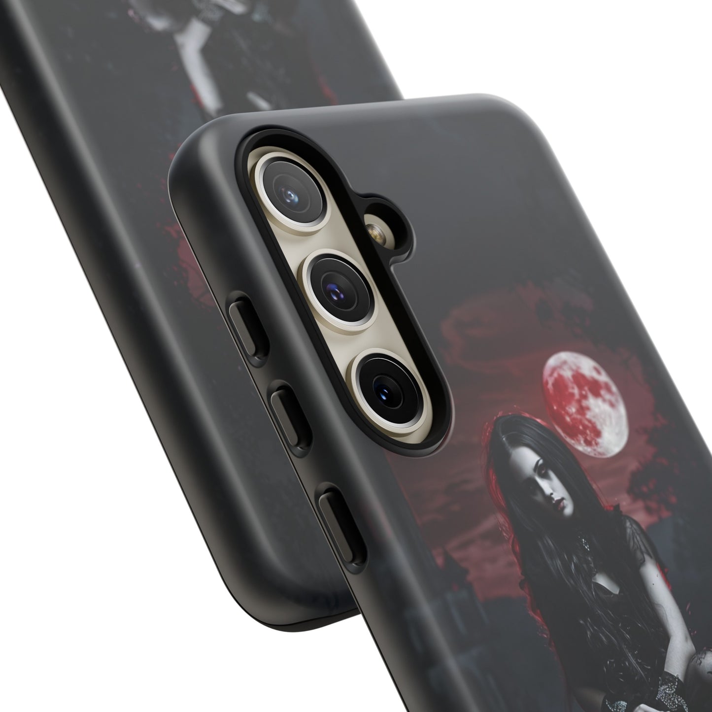 Gothic Vampire Girl Phone Case - Dark Fantasy Design with Blood Moon for iPhone,  Samsung Galaxy, and Google Pixel Devices