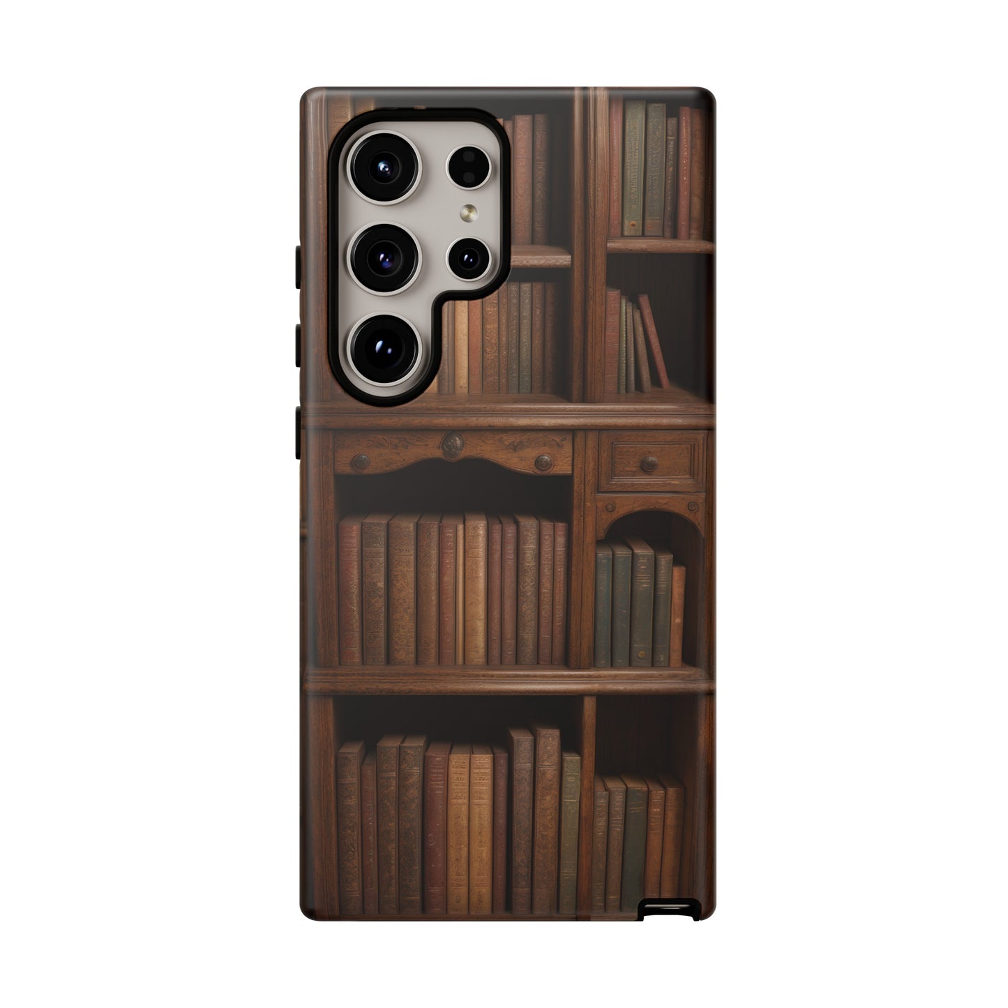 Book Shelf Phone Case – Vintage Library Design for iPhone, Samsung Galaxy, and Google Pixel Devices