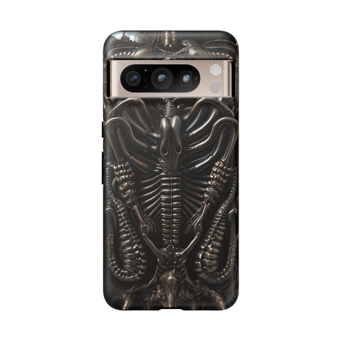 Biomechanical Nightmares Tough Phone Case – Alien Horror Design for iPhone and Samsung Galaxy Devices