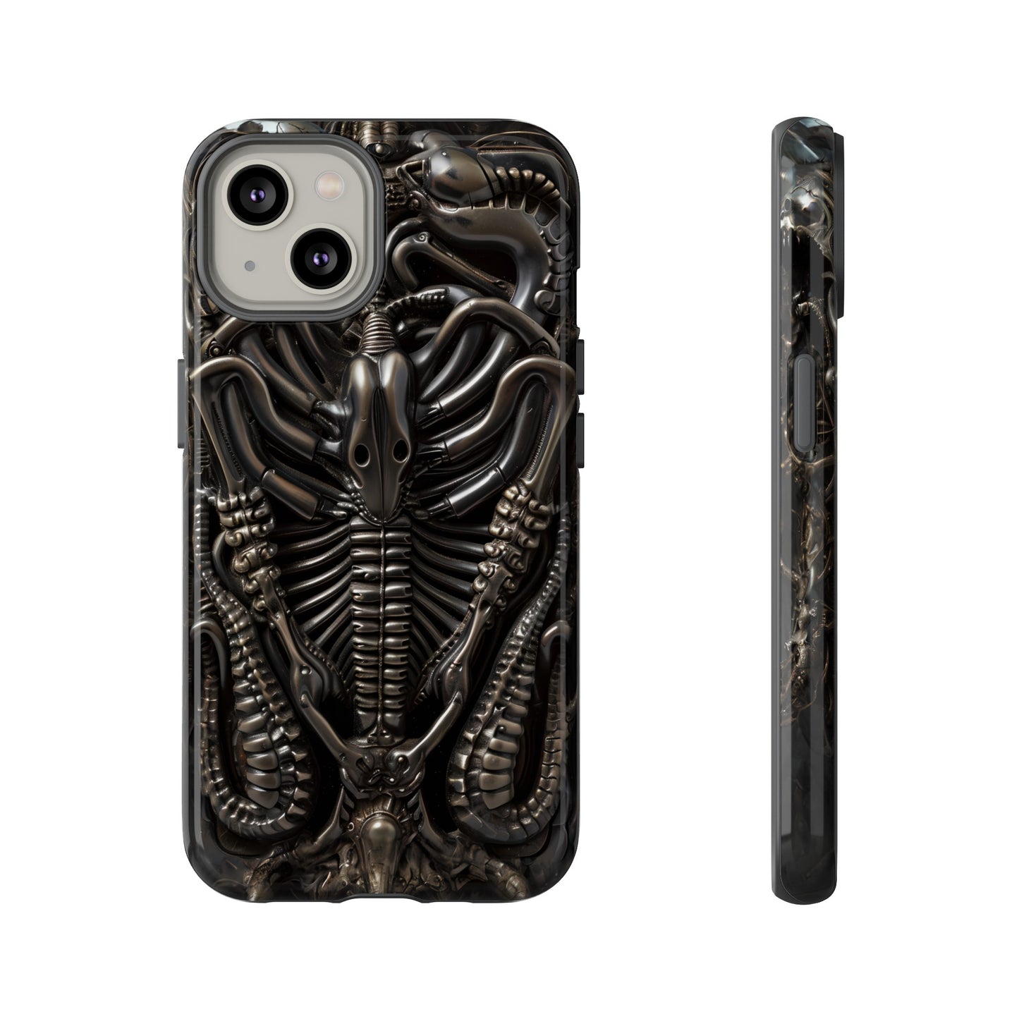 Biomechanical Nightmares Tough Phone Case – Alien Horror Design for iPhone and Samsung Galaxy Devices