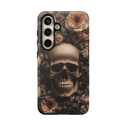 Skull and Flowers #2 Phone Case – Gothic Floral Design for iPhone, Samsung Galaxy, and Google Pixel Devices