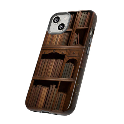 Book Shelf Phone Case – Vintage Library Design for iPhone, Samsung Galaxy, and Google Pixel Devices