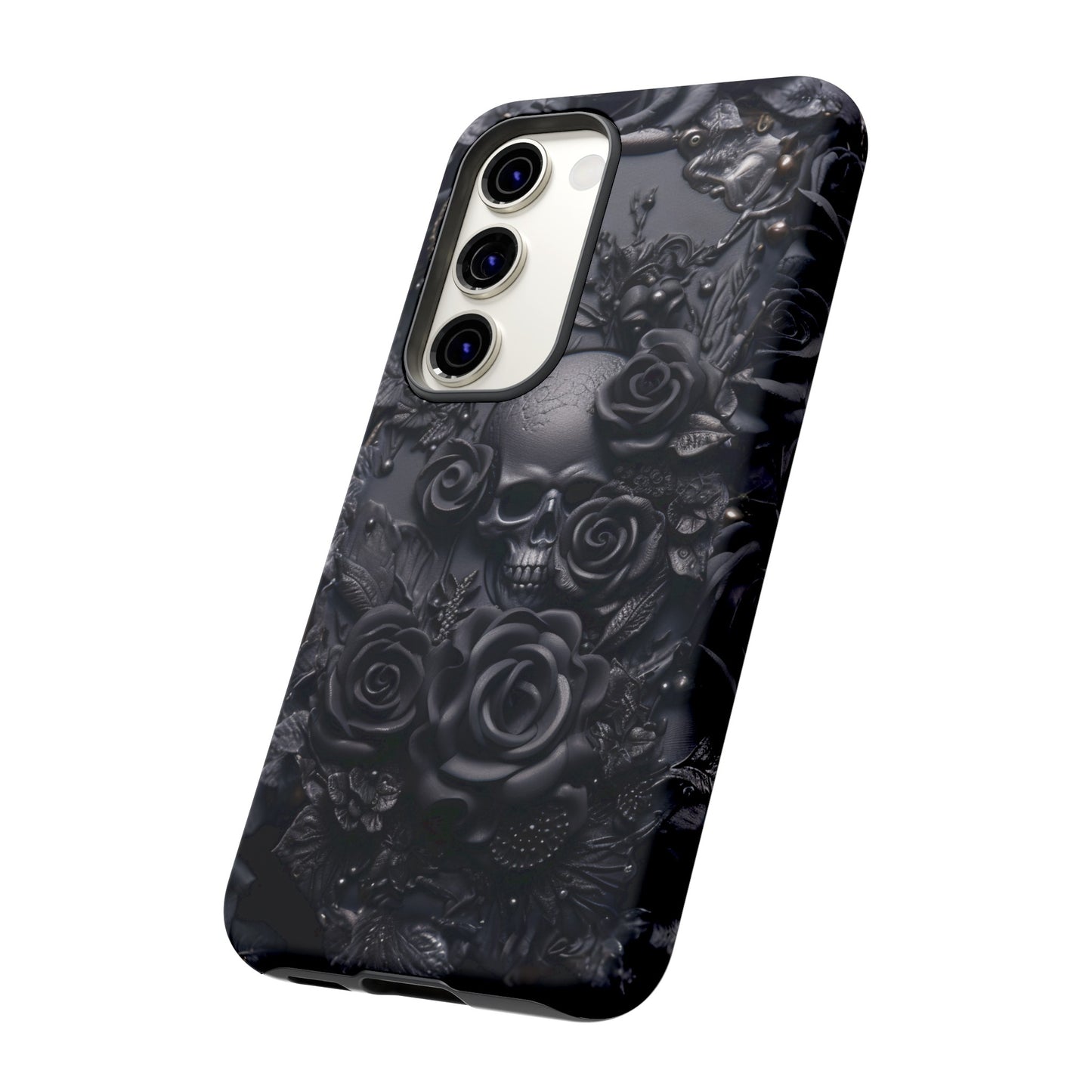 Gothic Black Roses Tough Phone Case – Elegant Dark Floral Design for iPhone, Samsung Galaxy, and Google Pixel Devices