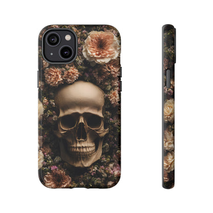 Skull and Flowers #2 Phone Case – Gothic Floral Design for iPhone, Samsung Galaxy, and Google Pixel Devices