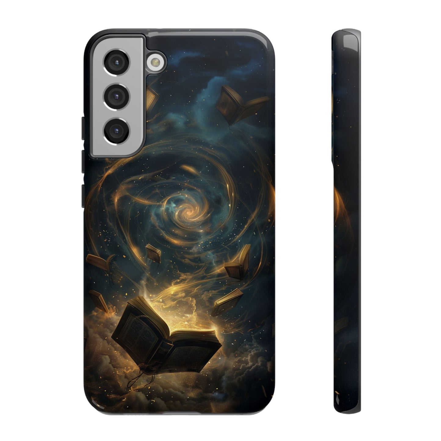 Magical Galaxy Swirling Books Phone Case - Celestial Book Lover's Gift for iPhone, Samsung Galaxy, and Google Pixel Devices