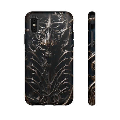 Biomechanical Horror 3 Tough Phone Case – Futuristic Alien Skull Design for iPhone, Samsung Galaxy, and Google Pixel Devices