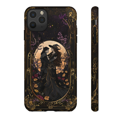 Gothic Romance Phone Case - Enchanted Witch and Lover Design for iPhone, Samsung Galaxy, and Google Pixel Devices