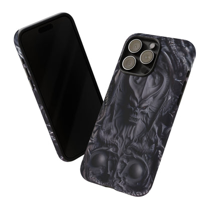 Black Demon Phone Case – Horned Hell Horror Design for iPhone, Samsung Galaxy, and Google Pixel Devices