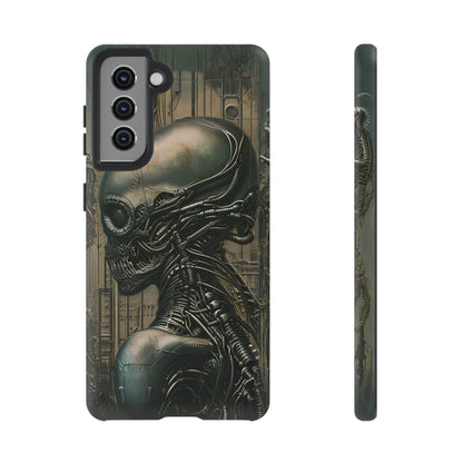 Biomechanical Android Phone Case – Futuristic Alien Horror H.R. Giger-Inspired Design for iPhone, Samsung Galaxy, and Google Pixel Devices