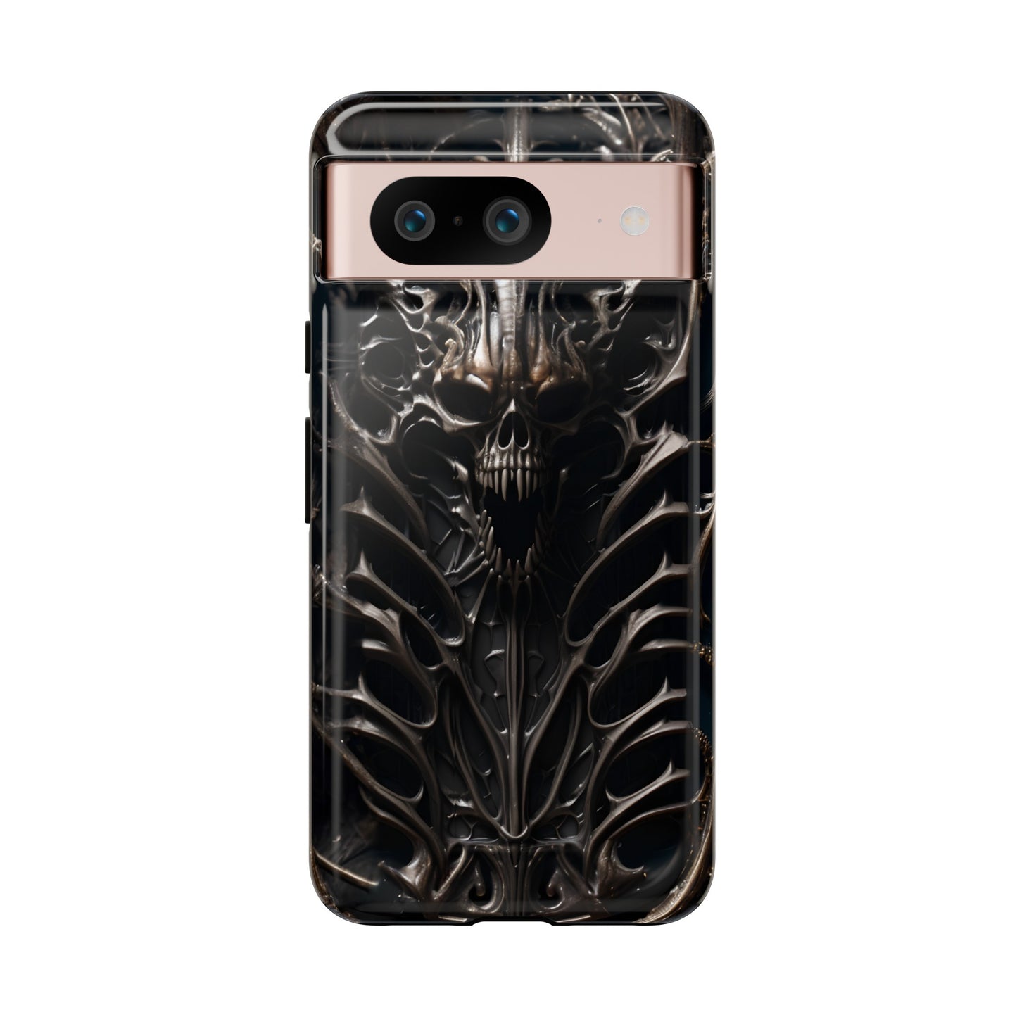 Biomechanical Horror 3 Tough Phone Case – Futuristic Alien Skull Design for iPhone, Samsung Galaxy, and Google Pixel Devices