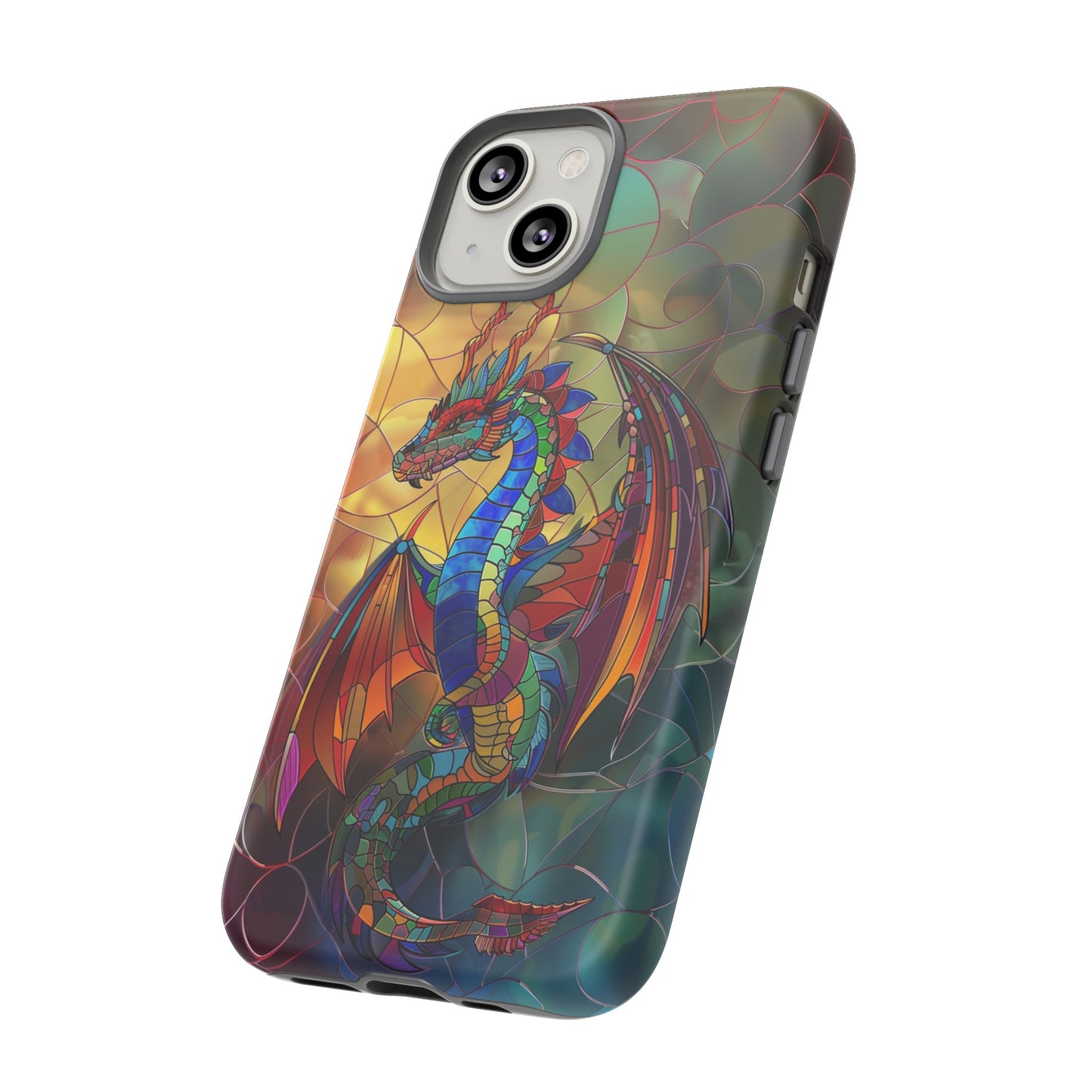 Stained Glass Dragon Phone Case - Colorful Fantasy Design for iPhone, Samsung Galaxy, Google Pixel Devices