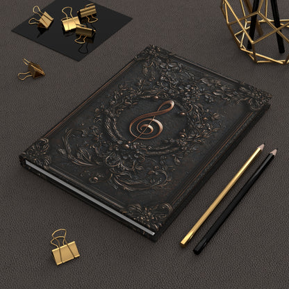 Elegant Floral Treble Clef Hardcover Notebook - Perfect for Music Lovers