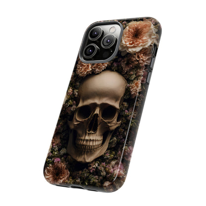 Skull and Flowers #2 Phone Case – Gothic Floral Design for iPhone, Samsung Galaxy, and Google Pixel Devices