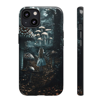 Alice in the Mushroom Forest Phone Case – Fantasy Wonderland Design for iPhone, Samsung Galaxy, and Google Pixel Devices