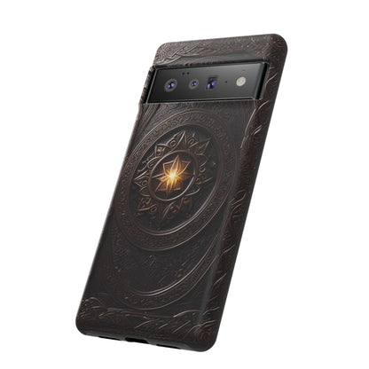 Intricate Leather Flower Tough Phone Case – Elegant Floral Design for iPhone, Samsung Galaxy, and Google Pixel Devices