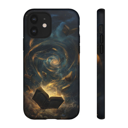 Magical Galaxy Swirling Books Phone Case - Celestial Book Lover's Gift for iPhone, Samsung Galaxy, and Google Pixel Devices