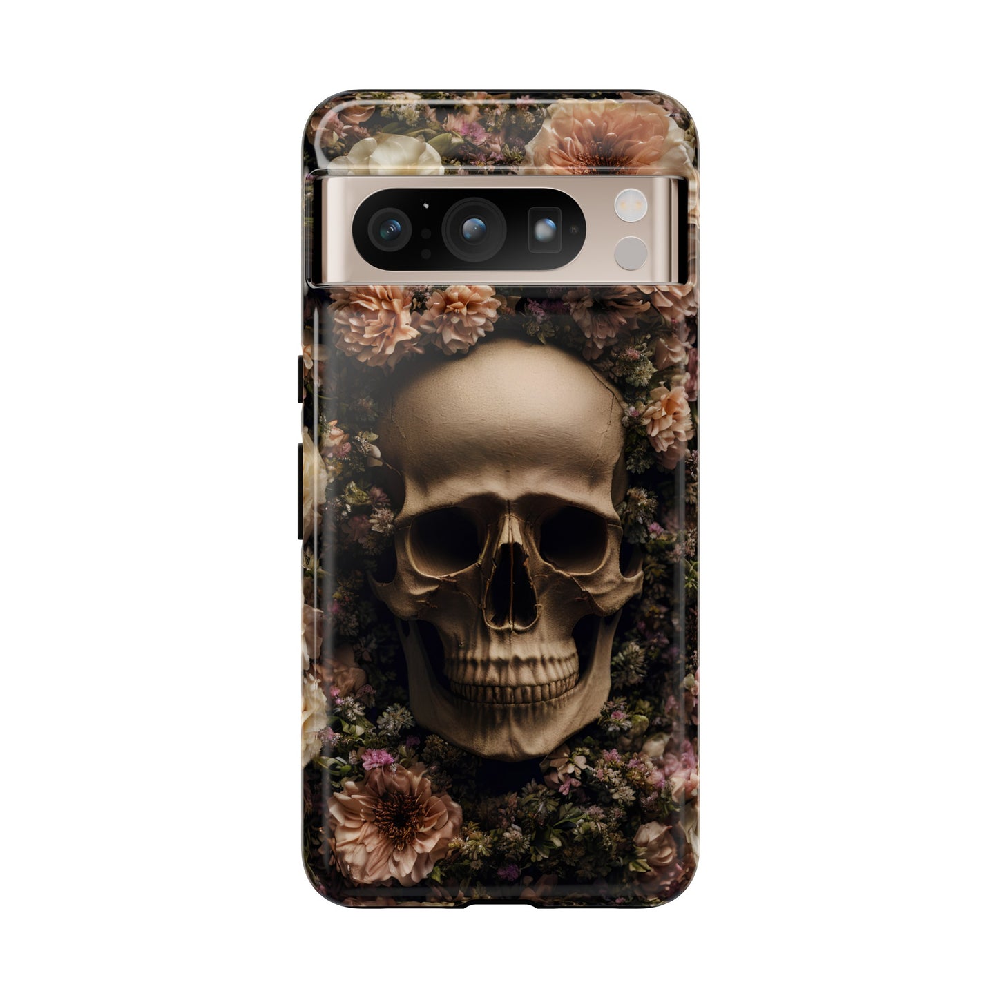 Skull and Flowers #2 Phone Case – Gothic Floral Design for iPhone, Samsung Galaxy, and Google Pixel Devices