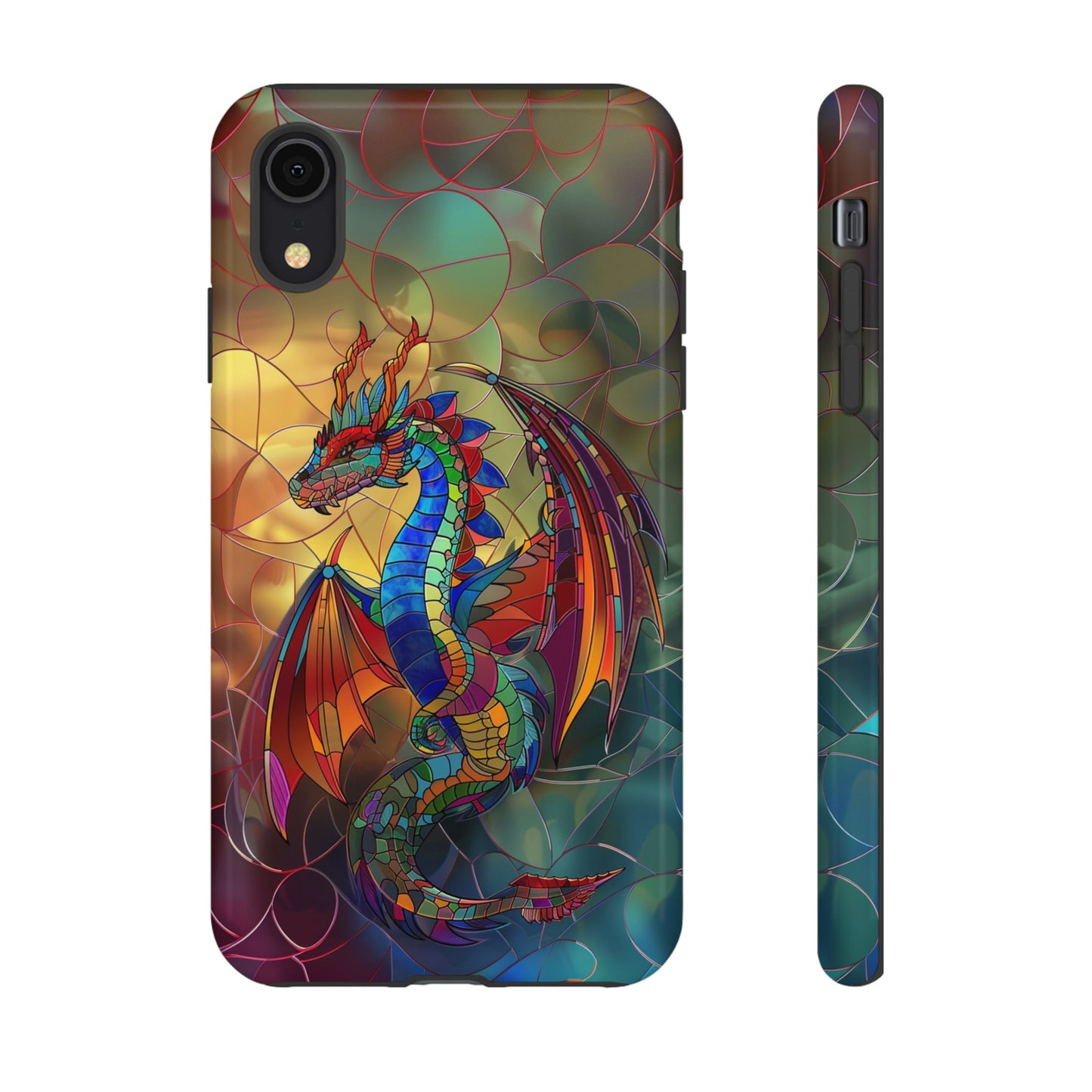 Stained Glass Dragon Phone Case - Colorful Fantasy Design for iPhone, Samsung Galaxy, Google Pixel Devices