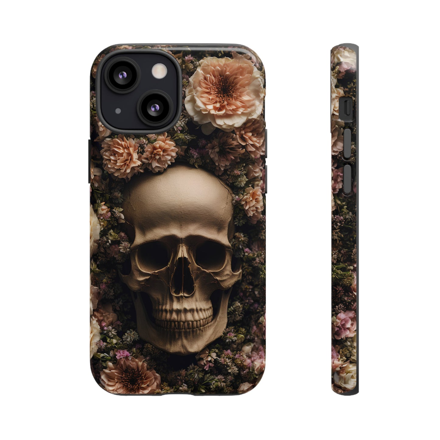 Skull and Flowers #2 Phone Case – Gothic Floral Design for iPhone, Samsung Galaxy, and Google Pixel Devices