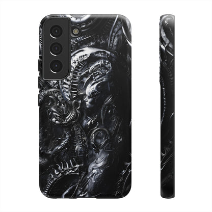 Biomechanical Transhumanism Phone Case – Alien Horror Design for iPhone and Samsung Galaxy Devices