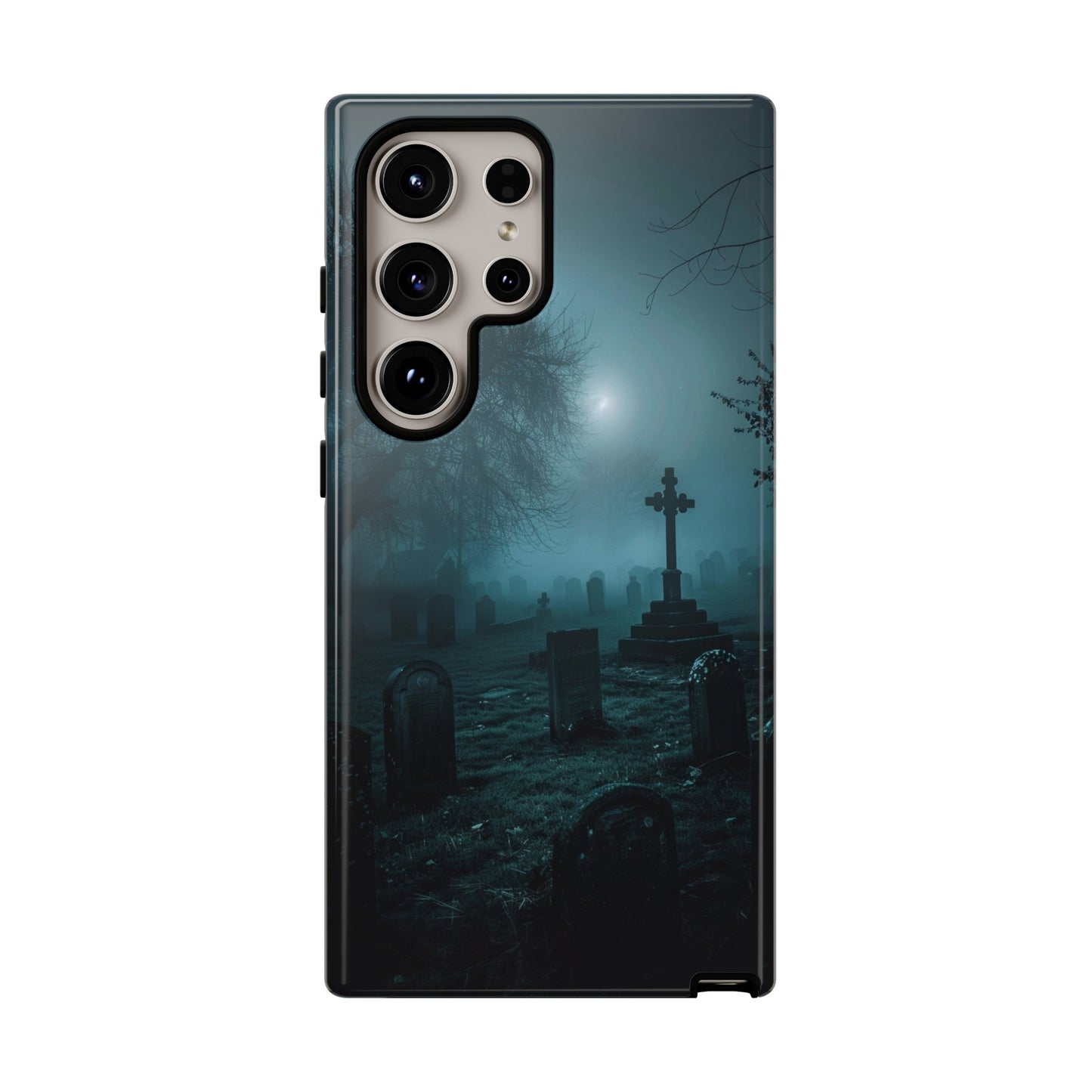 Graveyard at Night Phone Case – Eerie Cemetery Design for iPhone, Samsung Galaxy, and Google Pixel Devices