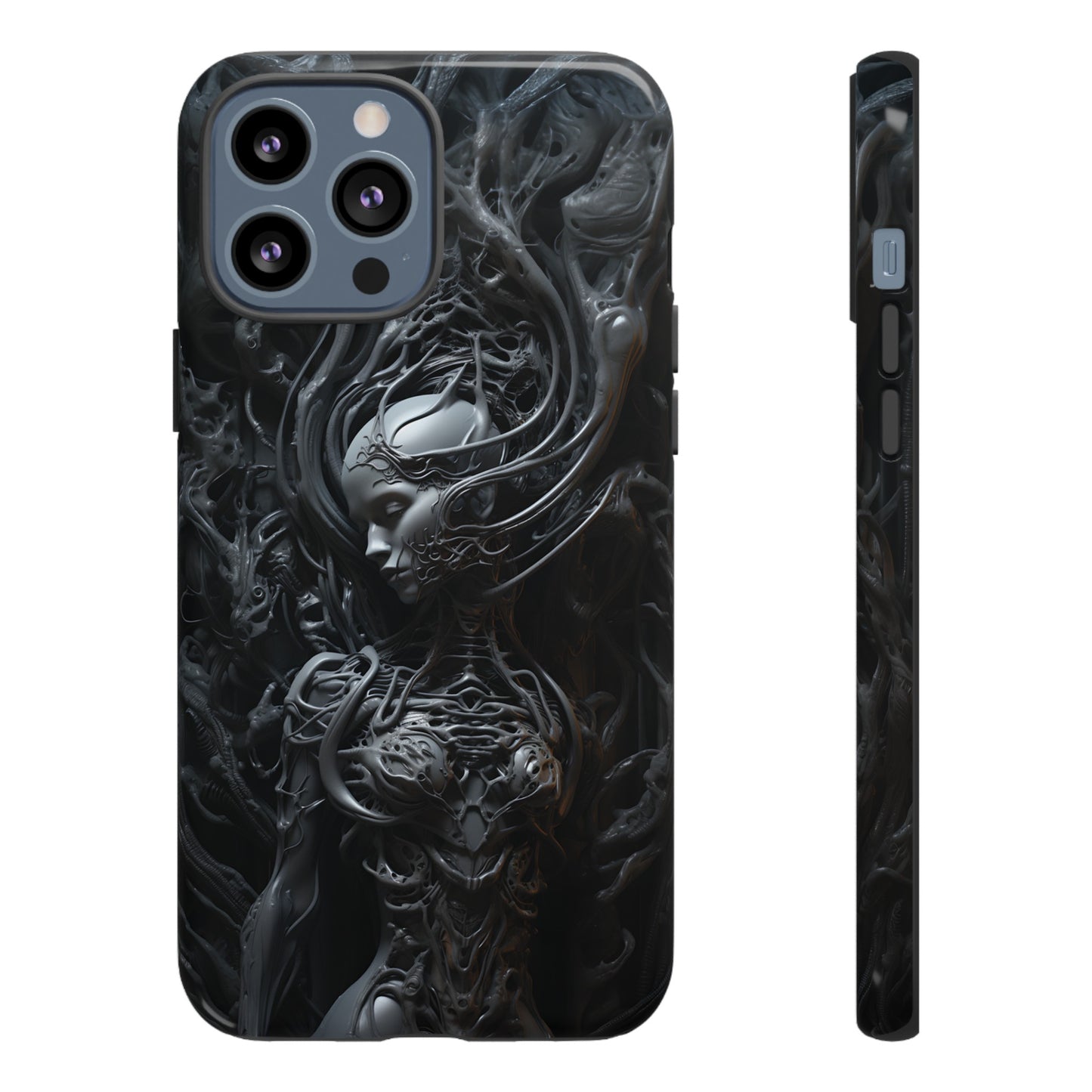 Biomechanical Beauty Phone Case – Futuristic Alien Design for iPhone, Samsung Galaxy, and Google Pixel Devices