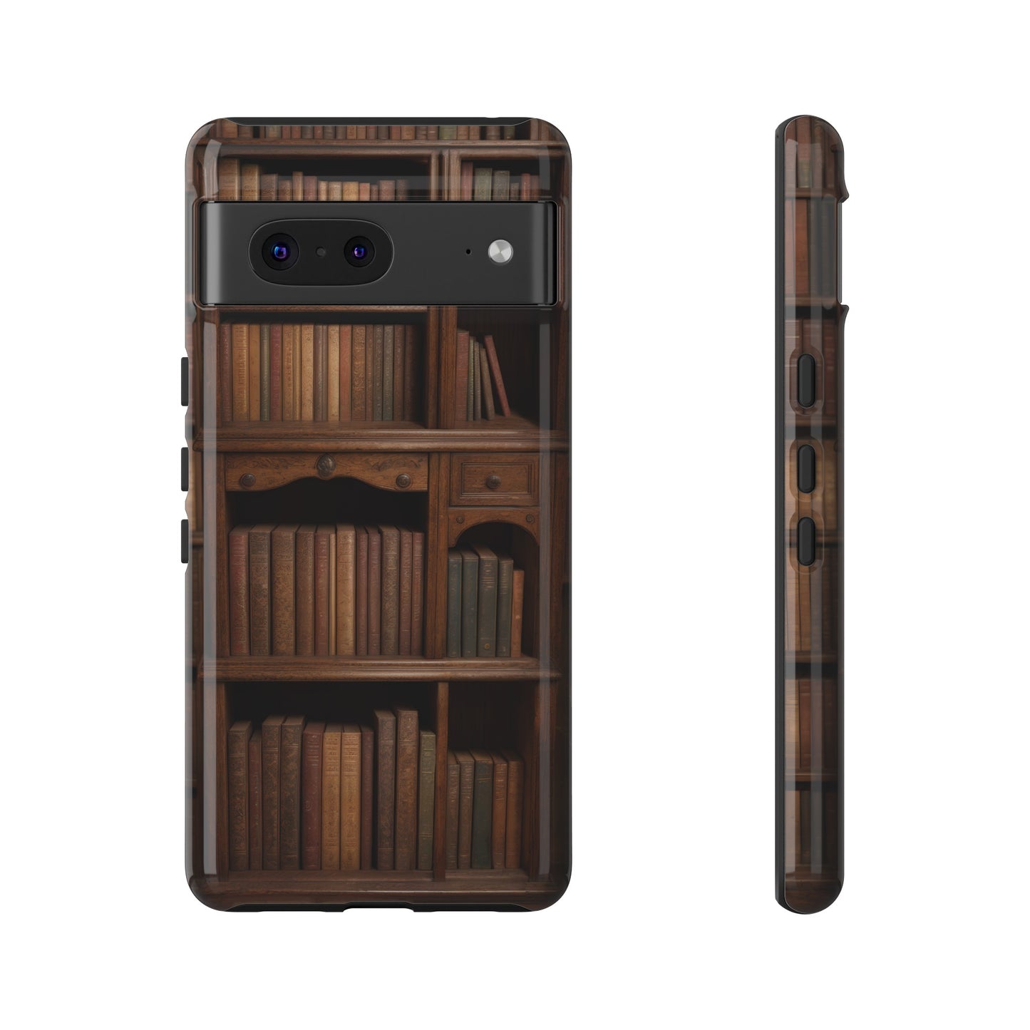 Book Shelf Phone Case – Vintage Library Design for iPhone, Samsung Galaxy, and Google Pixel Devices