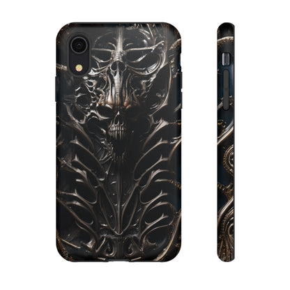 Biomechanical Horror 3 Tough Phone Case – Futuristic Alien Skull Design for iPhone, Samsung Galaxy, and Google Pixel Devices