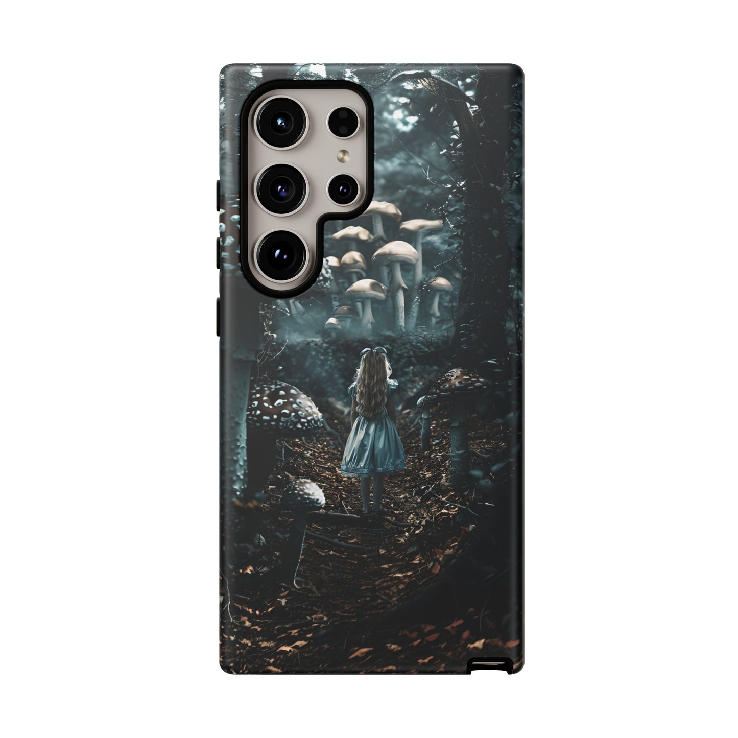 Alice in the Mushroom Forest Phone Case – Fantasy Wonderland Design for iPhone, Samsung Galaxy, and Google Pixel Devices