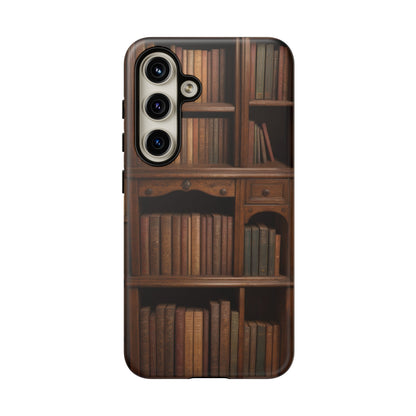 Book Shelf Phone Case – Vintage Library Design for iPhone, Samsung Galaxy, and Google Pixel Devices