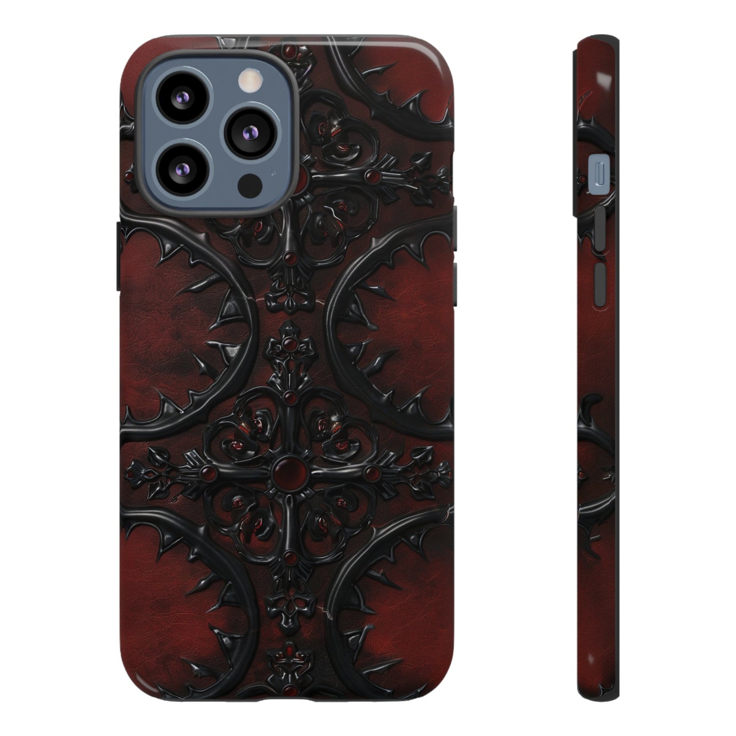 Vampiric Leather Phone Case for iPhone, Samsung Galaxy, and Google Pixel Devices - Gothic Ornate Design