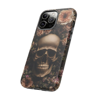 Skull and Flowers #2 Phone Case – Gothic Floral Design for iPhone, Samsung Galaxy, and Google Pixel Devices