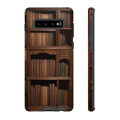 Book Shelf Phone Case – Vintage Library Design for iPhone, Samsung Galaxy, and Google Pixel Devices