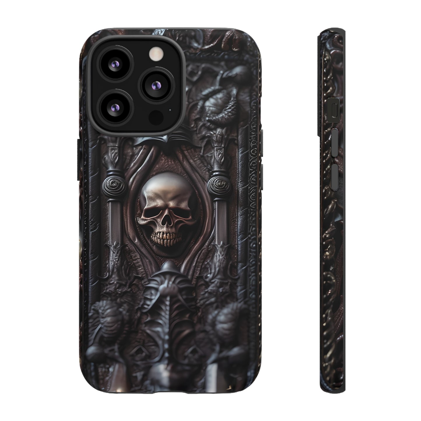 Dark Grimoire of Death Tough Phone Case – Gothic Skull Vampiric Design for iPhone, Samsung Galaxy, and Google Pixel Devices