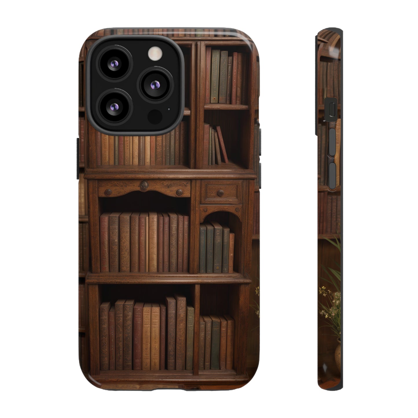 Book Shelf Phone Case – Vintage Library Design for iPhone, Samsung Galaxy, and Google Pixel Devices