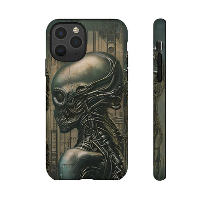 Biomechanical Android Phone Case – Futuristic Alien Horror H.R. Giger-Inspired Design for iPhone, Samsung Galaxy, and Google Pixel Devices