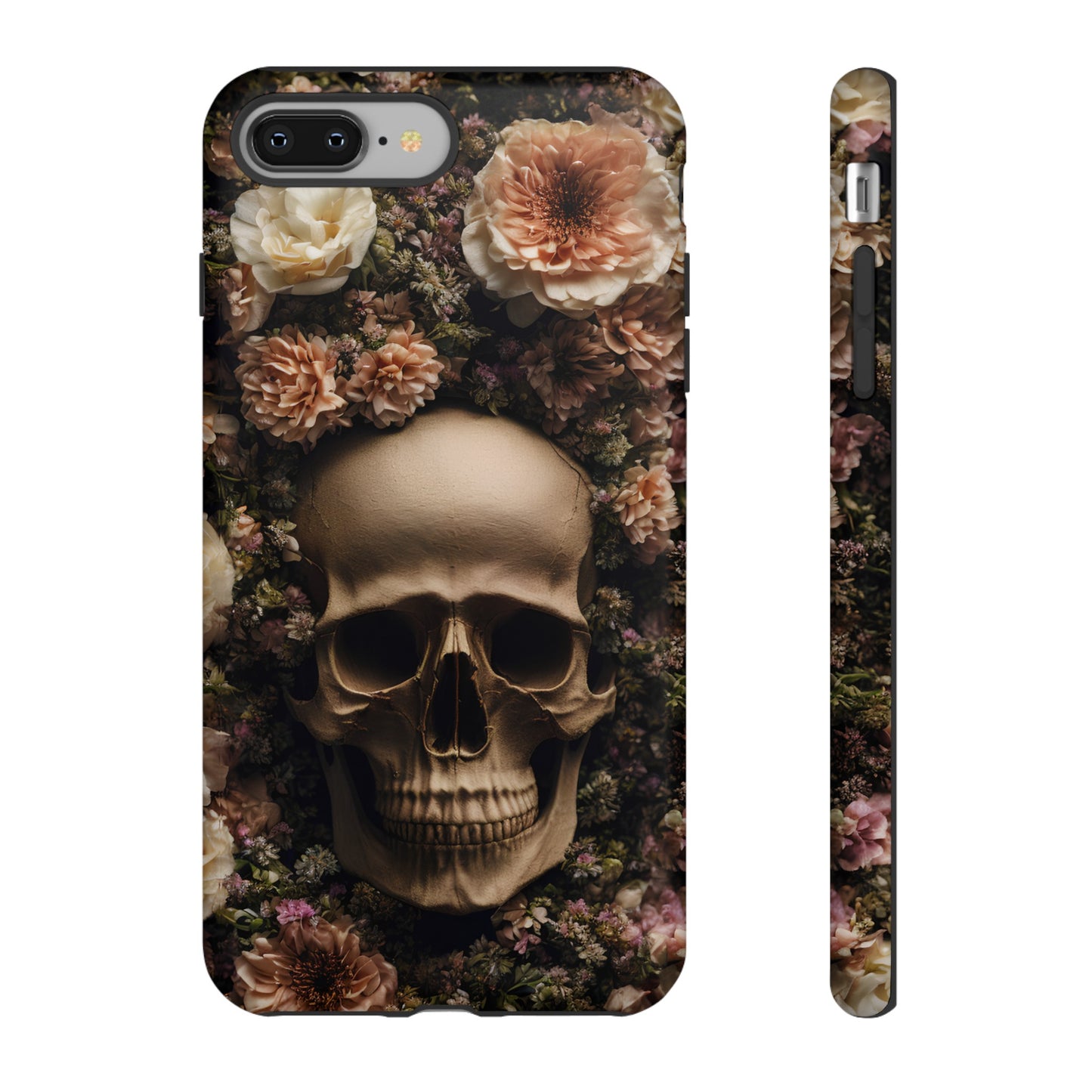 Skull and Flowers #2 Phone Case – Gothic Floral Design for iPhone, Samsung Galaxy, and Google Pixel Devices