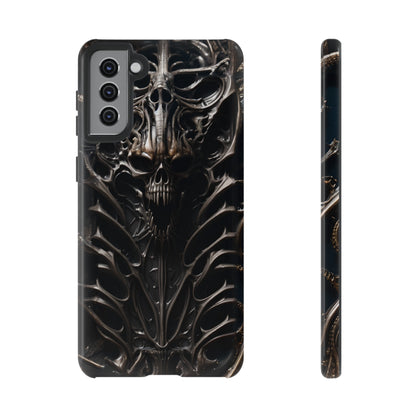 Biomechanical Horror 3 Tough Phone Case – Futuristic Alien Skull Design for iPhone, Samsung Galaxy, and Google Pixel Devices