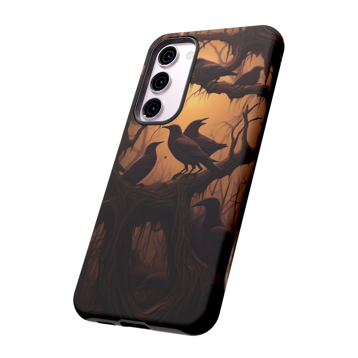 Ravens at Dusk Phone Case – Gothic Halloween Design with Edgar Allan Poe Inspired Crows for iPhone, Samsung Galaxy, and Google Pixel Devices