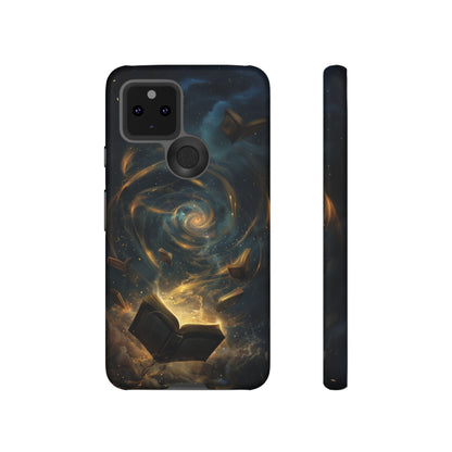 Magical Galaxy Swirling Books Phone Case - Celestial Book Lover's Gift for iPhone, Samsung Galaxy, and Google Pixel Devices