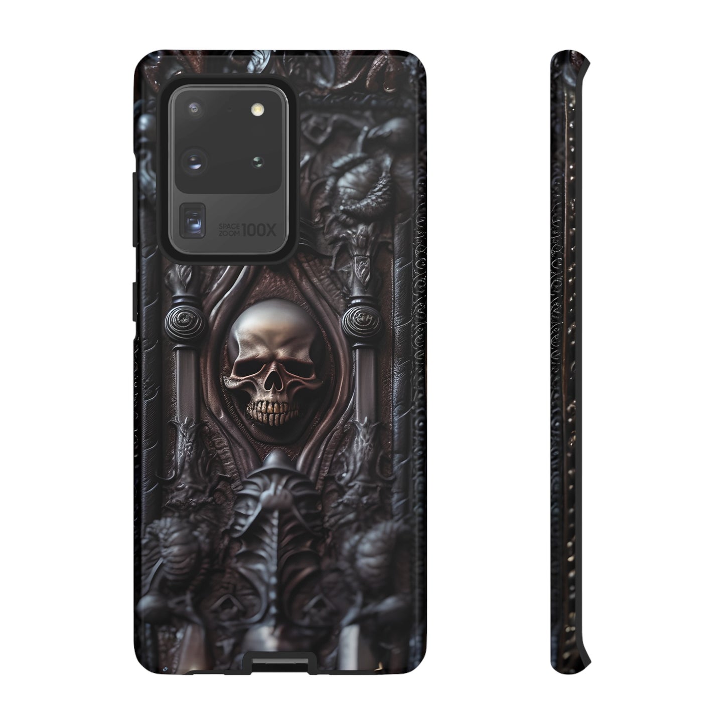 Dark Grimoire of Death Tough Phone Case – Gothic Skull Vampiric Design for iPhone, Samsung Galaxy, and Google Pixel Devices