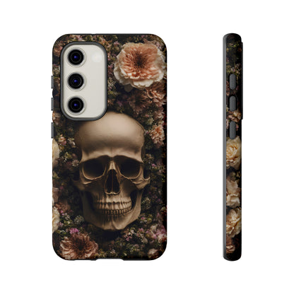 Skull and Flowers #2 Phone Case – Gothic Floral Design for iPhone, Samsung Galaxy, and Google Pixel Devices