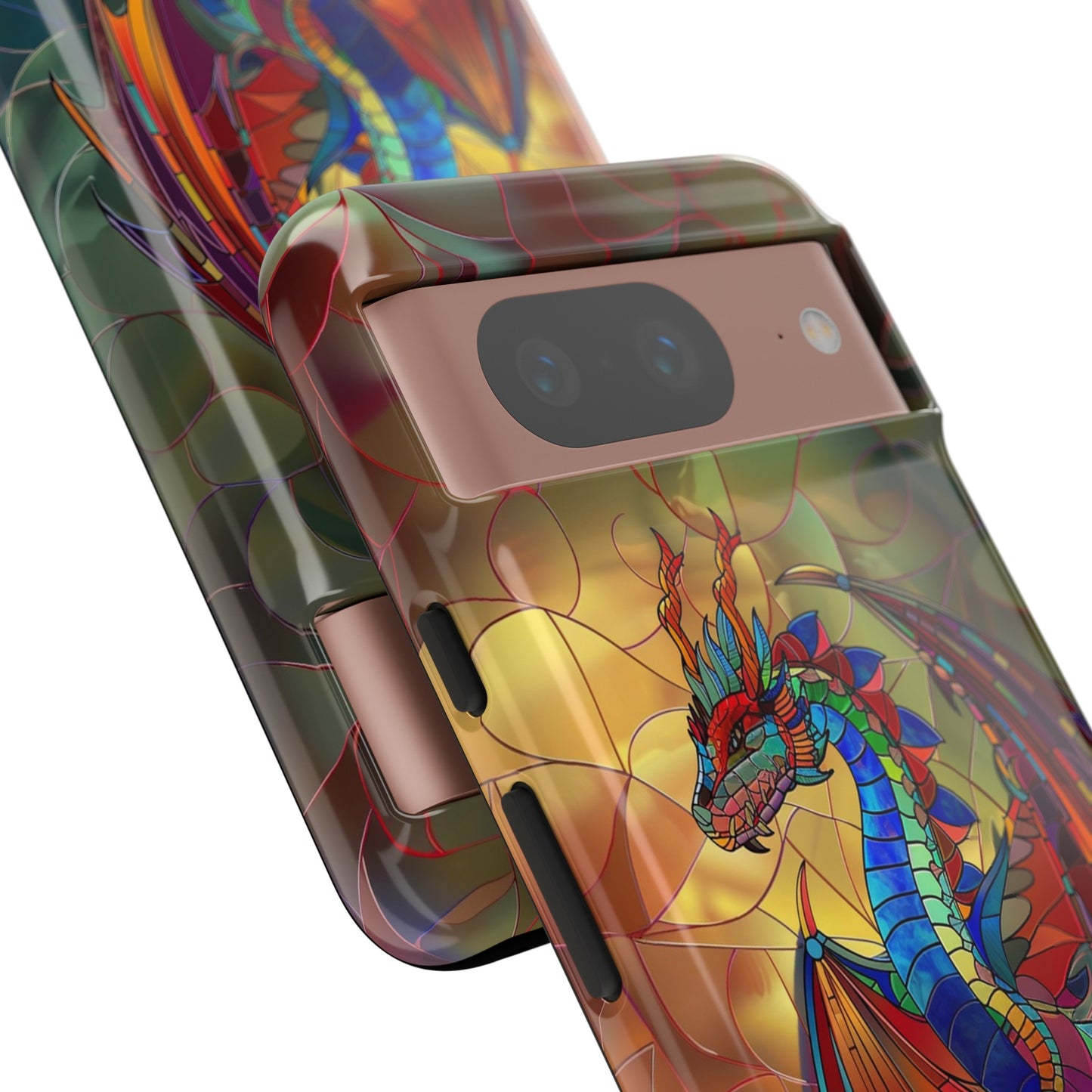 Stained Glass Dragon Phone Case - Colorful Fantasy Design for iPhone, Samsung Galaxy, Google Pixel Devices