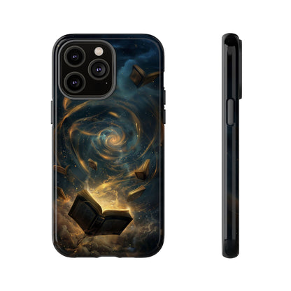 Magical Galaxy Swirling Books Phone Case - Celestial Book Lover's Gift for iPhone, Samsung Galaxy, and Google Pixel Devices