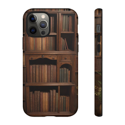 Book Shelf Phone Case – Vintage Library Design for iPhone, Samsung Galaxy, and Google Pixel Devices