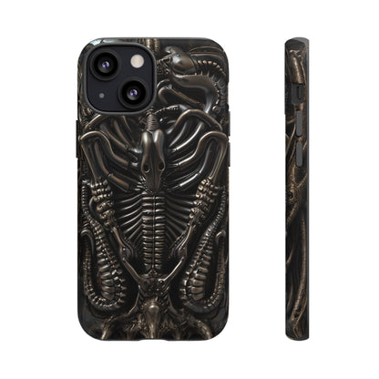 Biomechanical Nightmares Tough Phone Case – Alien Horror Design for iPhone and Samsung Galaxy Devices