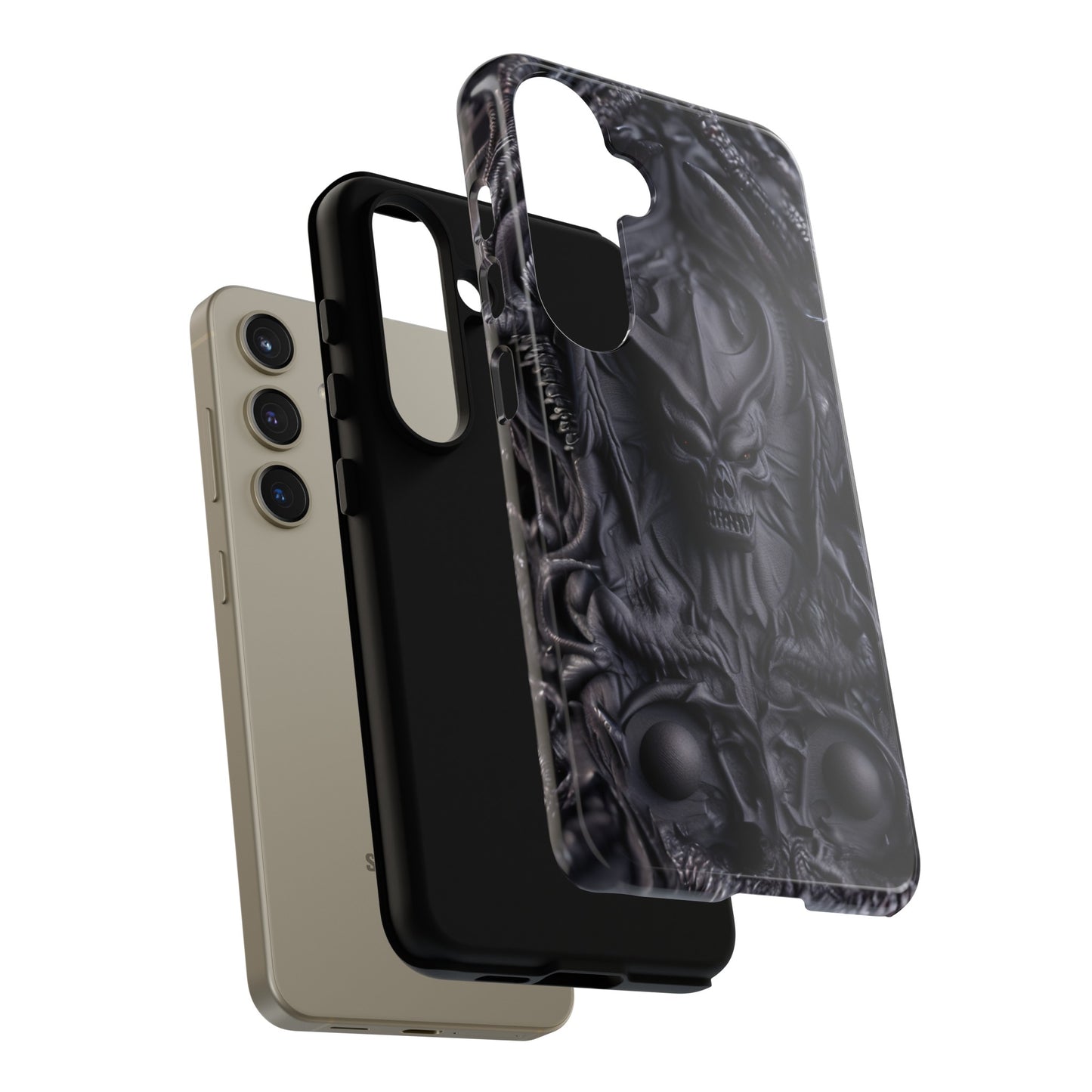 Black Demon Phone Case – Horned Hell Horror Design for iPhone, Samsung Galaxy, and Google Pixel Devices