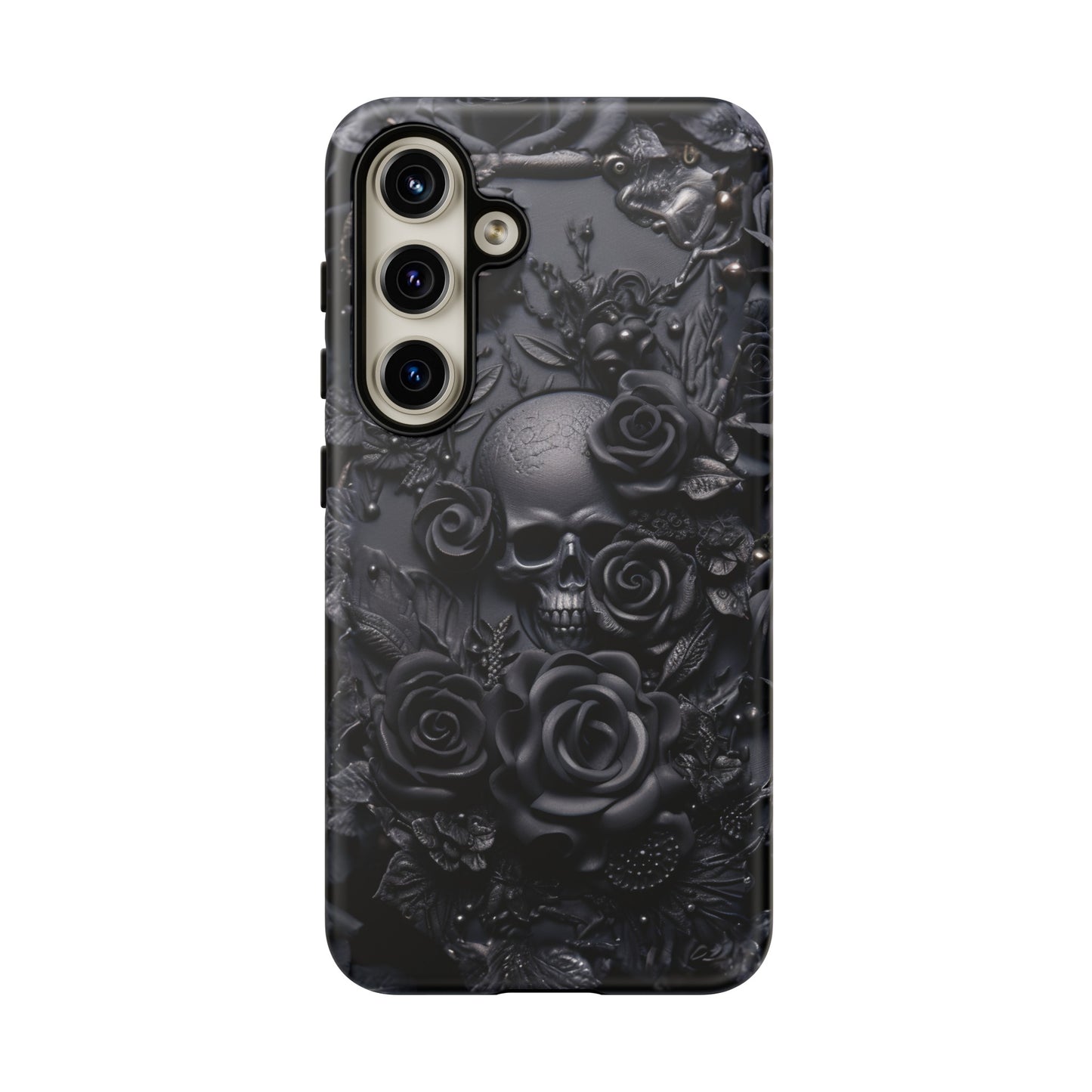 Gothic Black Roses Tough Phone Case – Elegant Dark Floral Design for iPhone, Samsung Galaxy, and Google Pixel Devices