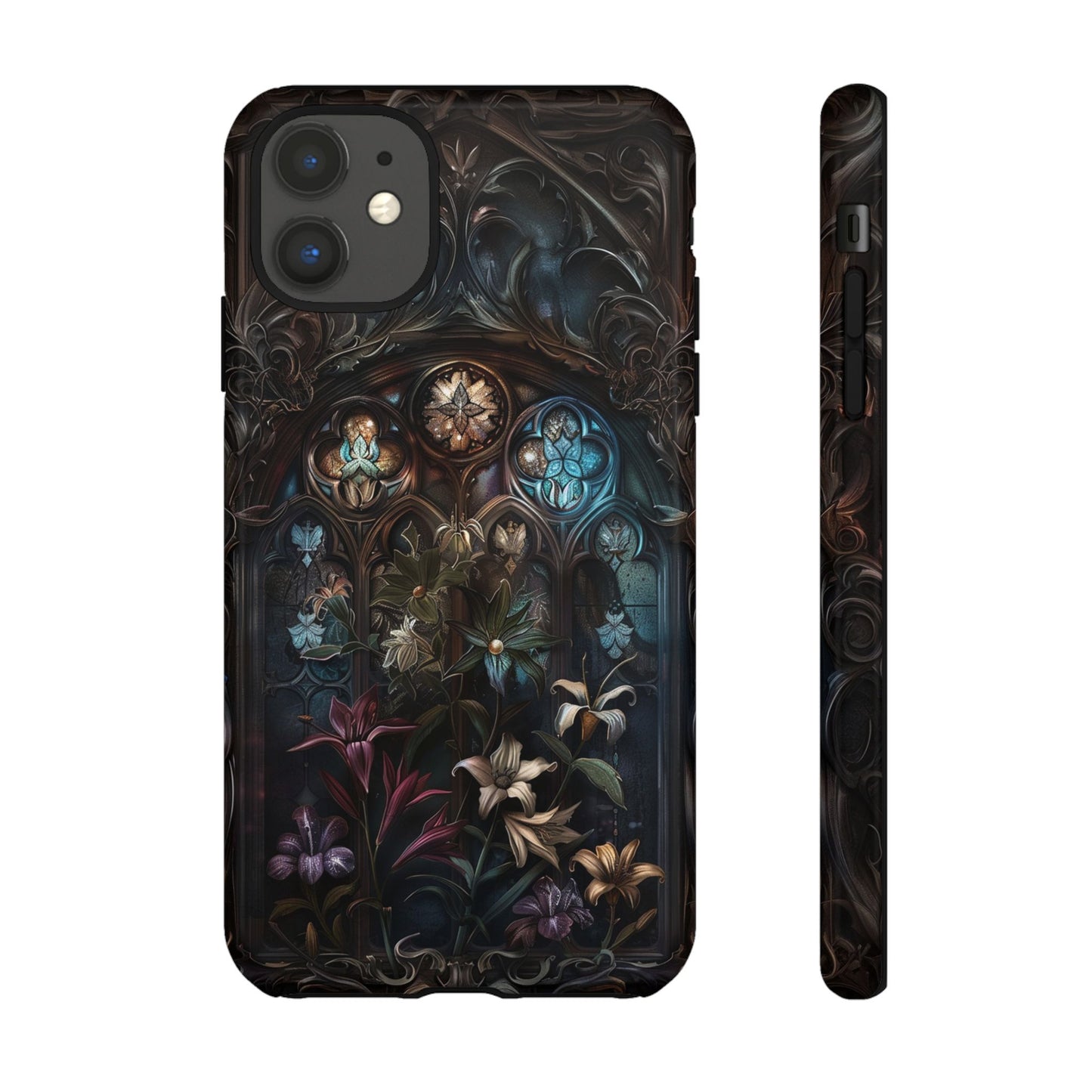 Elegant Gothic Flower Art Phone Case - Intricate Floral Design for iPhone, Samsung Galaxy, and Google Pixel Devices