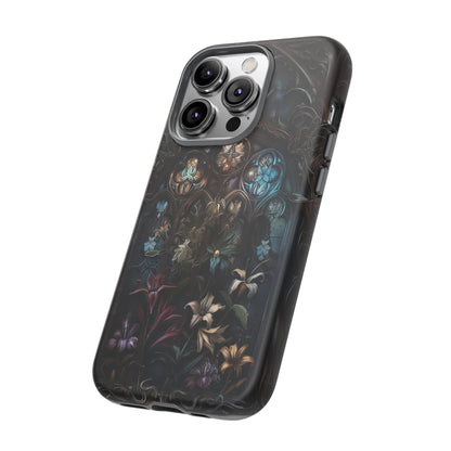 Elegant Gothic Flower Art Phone Case - Intricate Floral Design for iPhone, Samsung Galaxy, and Google Pixel Devices